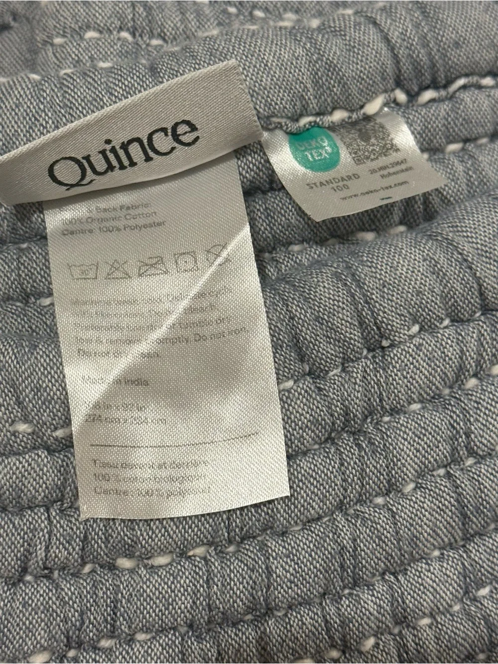 New Quince Organic Cotton Channel Stitch Coverlet Set King/CalKing $174 Blue